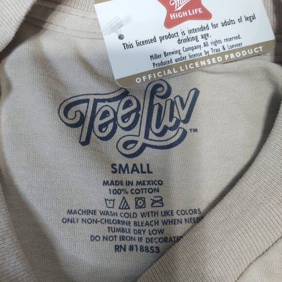 Miller High Life Girl In Moon Print Mens S Graphic T-Shirt Cream Vintage NEW - Picture 5 of 8